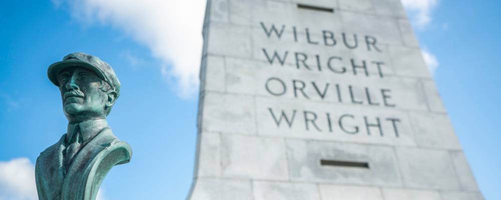 Wright Brothers Memorial with Close Up on Orville's Bust